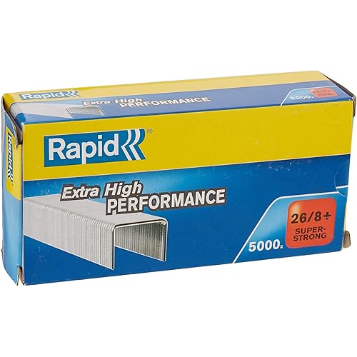 Rapid 24862200 26/8+ Super Strong Staples, 8.5 mm Leg Length, Galvanised Steel Wire, 50 Sheets, Pack of 5000