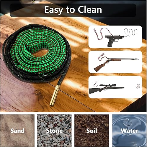 Miniatura 7 de FOCUHUNTER Cuerda de limpieza de barril, cepillo de latón de limpieza de barril, limpiador de barril compacto, cuerda de limpieza reutilizable