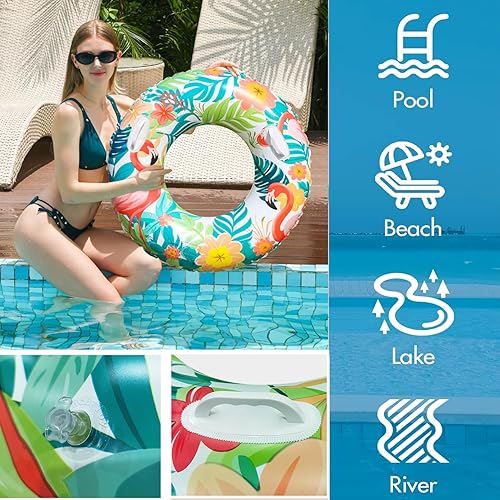 Miniatura 3 de 2 flotadores inflables para piscina, anillos de natación, tubo interior grande, juguetes de piscina, flotadores para tumbona para piscina y verano