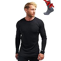 Merino.tech Maglia Termica Lana Merino Uomo – 100% Intimo Termico Lana Merino Uomo Leggero, Medio, Pesante con Calzini (Small, Charcoal Gray 250)