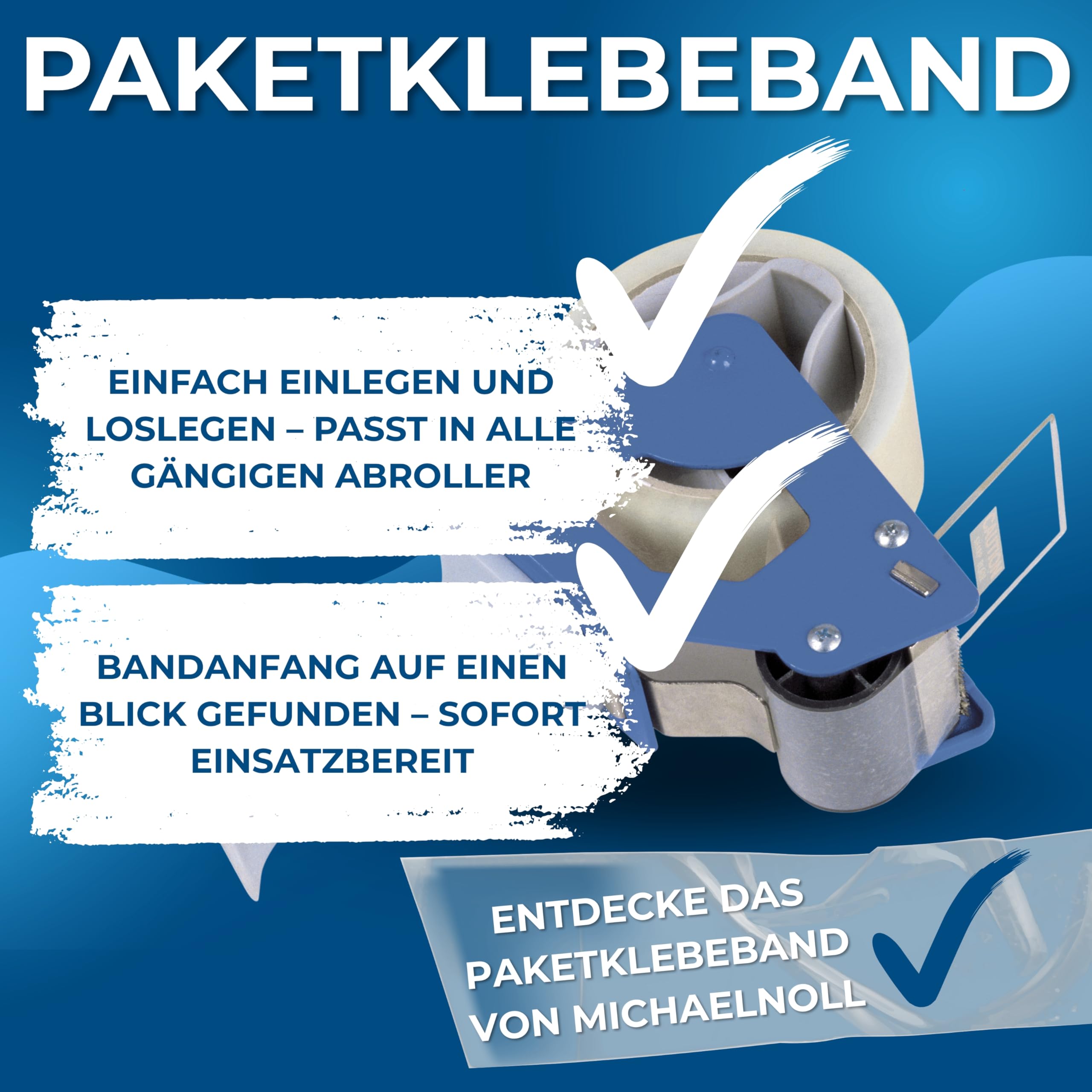 MichaelNoll Paketklebeband, Klebeband, Paketband, Packband für Lager, Versand, Transport und Verpacken von Paketen, transparent, durchsichtig, klar, farblos, 66 m x 48 mm (144, Transparent)