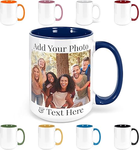 Tazas de café personalizadas, tazas de café personalizadas con texto fotográfico, taza de café de cerámica personalizada, taza personalizable, taza
