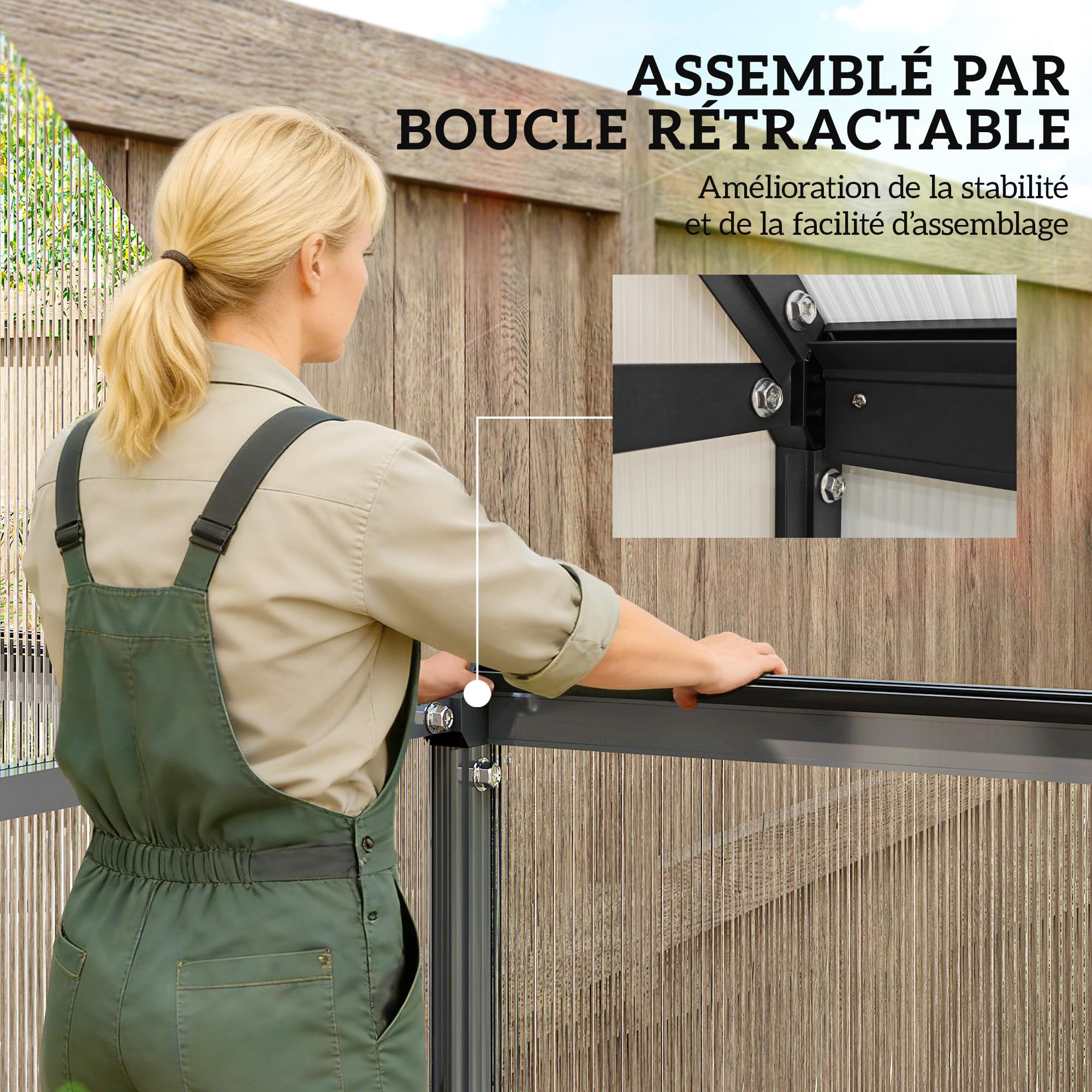 Outsunny Serre de Jardin en Aluminium Polycarbonate 3 ㎡ 178x168cm, Serre avec fenêtre réglable Porte battante, abri extérieur résistant aux intempéries pour Plante Fleur Potager semis, Transparent
