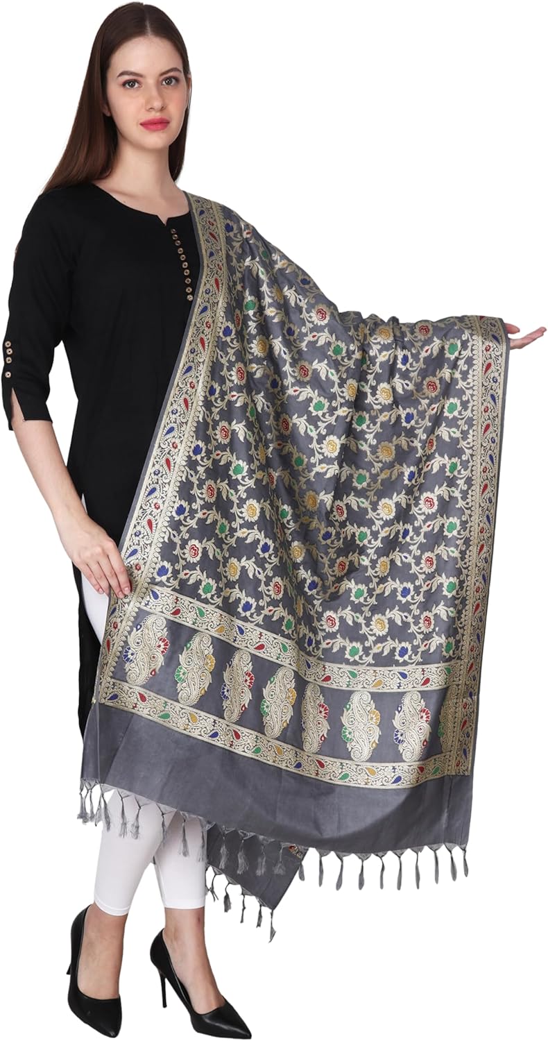 Rameshwaram Fabrics Pashmina Shawl, Banarasi Dupatta for Women, Pure Silk Chunnis for Wedding, Party - Soft Scarf stoles