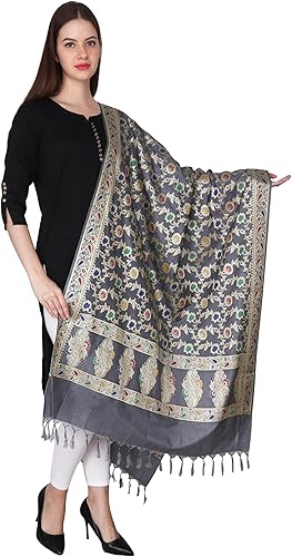 Rameshwaram Fabrics Chal de pashmina, Banarasi Dupatta para mujer, chunnis de seda pura para boda, fiesta, estolas de bufanda suave