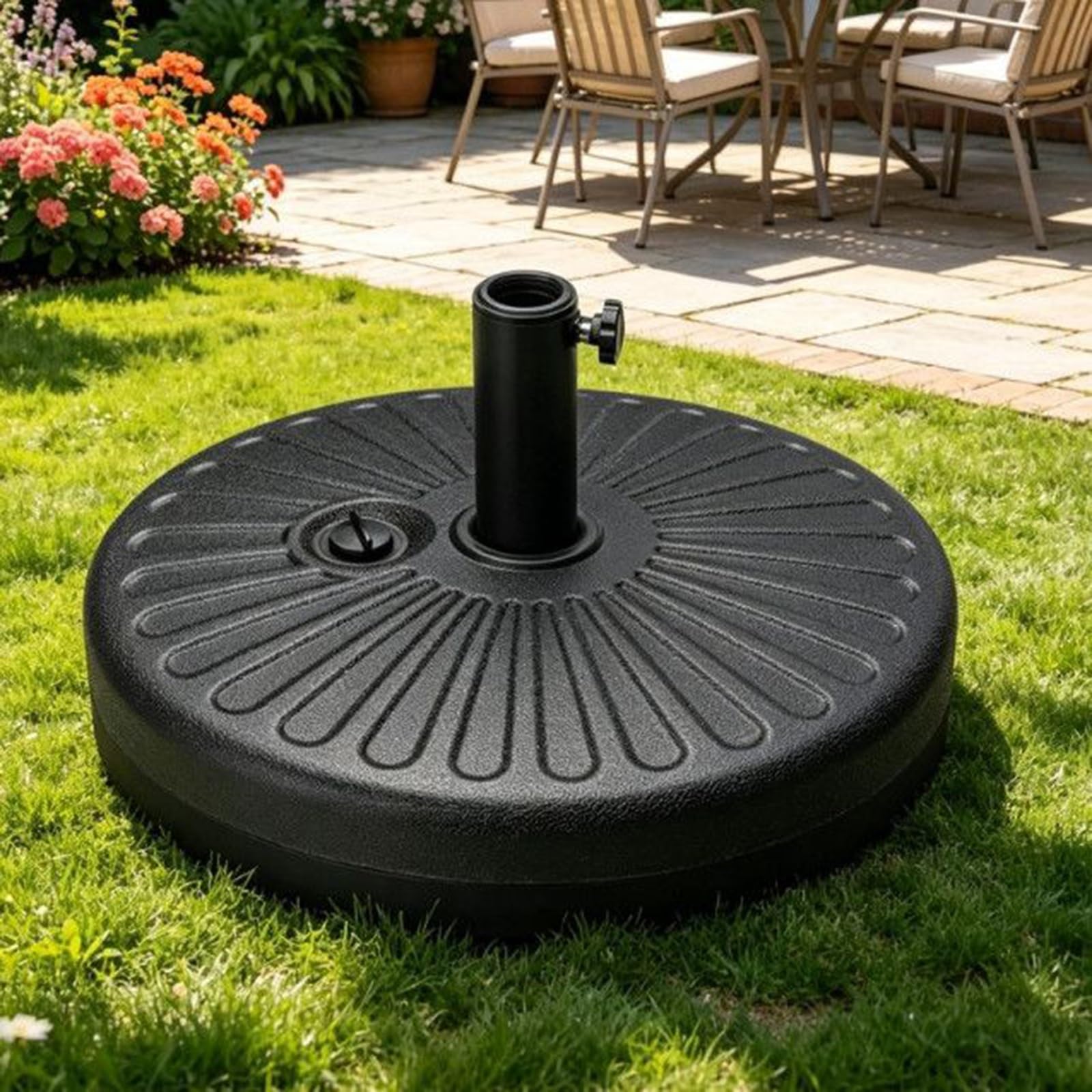 Base Portaombrelli, Portaombrelli Circolare For Serbatoio 'acqua, Base | Portaombrelli for carichi pesanti, manopola di regolazione, for patio, terrazza, bordo piscina(Single knob)