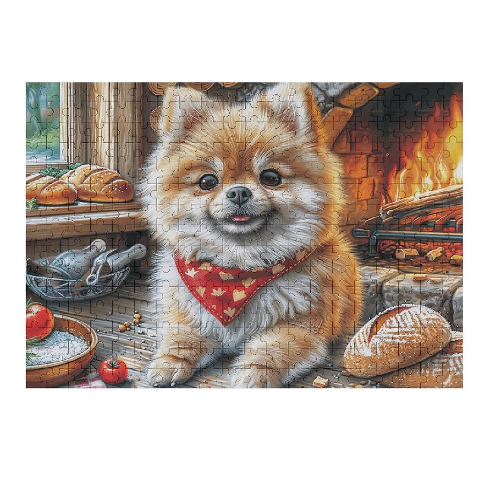 Fireplace Cute Cat 300 Piece Jigsaw Puzzle for All Ages Valentines Day Gift Couple Activity Smooth Edges Home Decor Bonding Experience 300 PCS