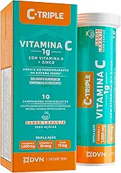 Vitamina C Efervescente 1g + D 400 ui + Zinco 10 mg 10 Comprimidos - C-Triple - Imunidade e Antioxidante