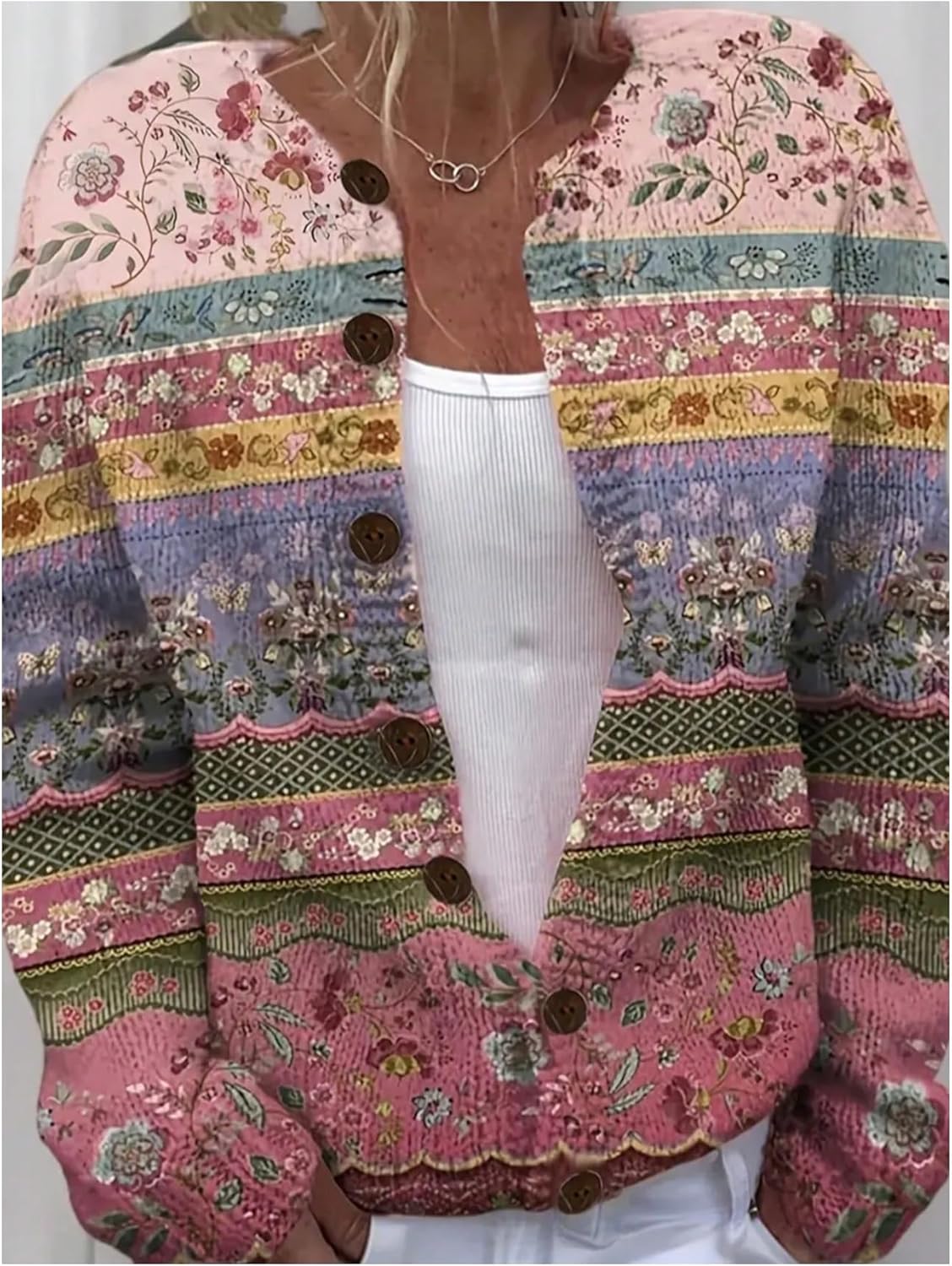 GORGLITTER Women's Floral Button Down Cardigan Sweaters Trendy Long Sleeve Boho Lightweight Fall Outfits - Image 3