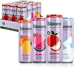 Bloom Nutrition Sparkling Energy Drink - Apple Crisp / Glacier Crush Variety Pack - Natural Caffeine, Zero Sugar, 180mg Caffeine - Antioxidant-Rich with Green Coffee Bean, Green Tea Extract, Prebiotics - 12oz 12 Pack, Crisp Apple / Glacier Crush Variety P
