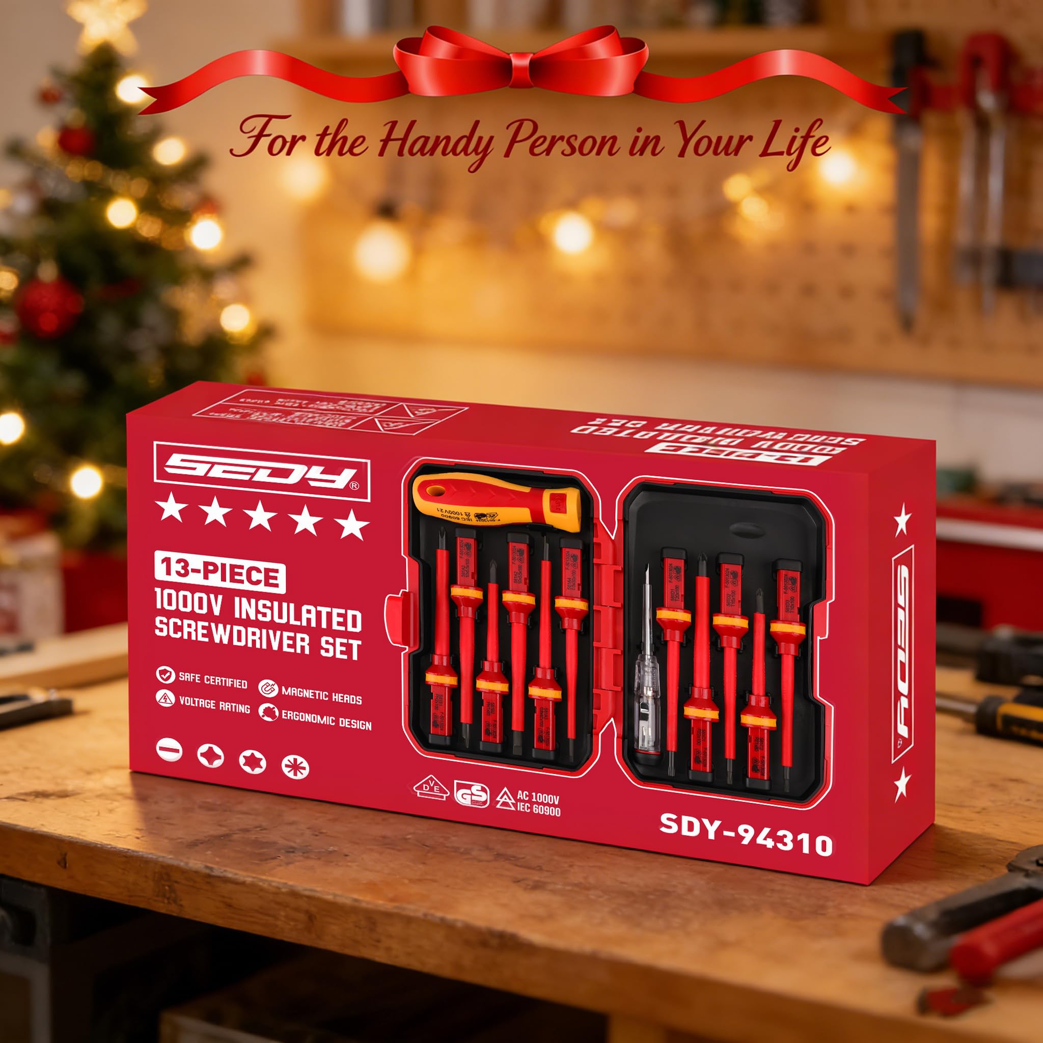 Set di cacciaviti elettrici isolati da 1000 V, set di 13 cacciaviti elettrici professionali con manico isolante in acciaio CRV magnetico Phillips Pozi Torx punte Pozi Torx certificate VDE e GS