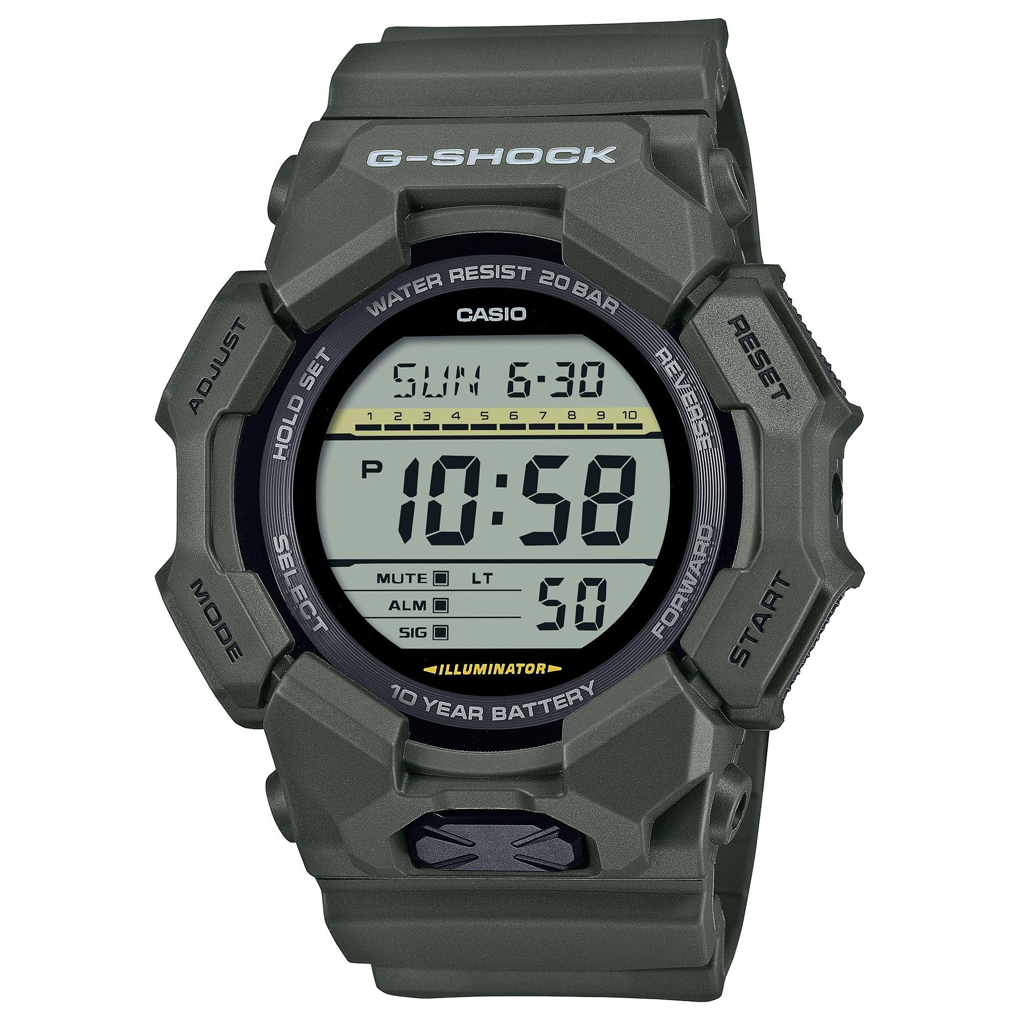 Casio G-Shock Olive Green Digital 10 Year Battery Watch GD  display picture 2