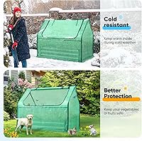 Vista 5 de Quictent juego de cama de cultivo elevada de acero galvanizado extragrueso, 4 x 3 x 1 pie, uso dual, con invernadero, con 2 grandes ventanas