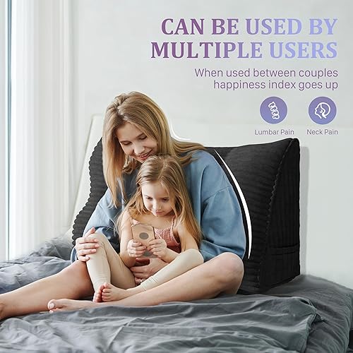 Miniatura 2 de Almohada de cuña para sentarse en la cama, almohada de lectura para adultos, soporte para respaldo, almohada de cabecero, sofá cama, cojín de