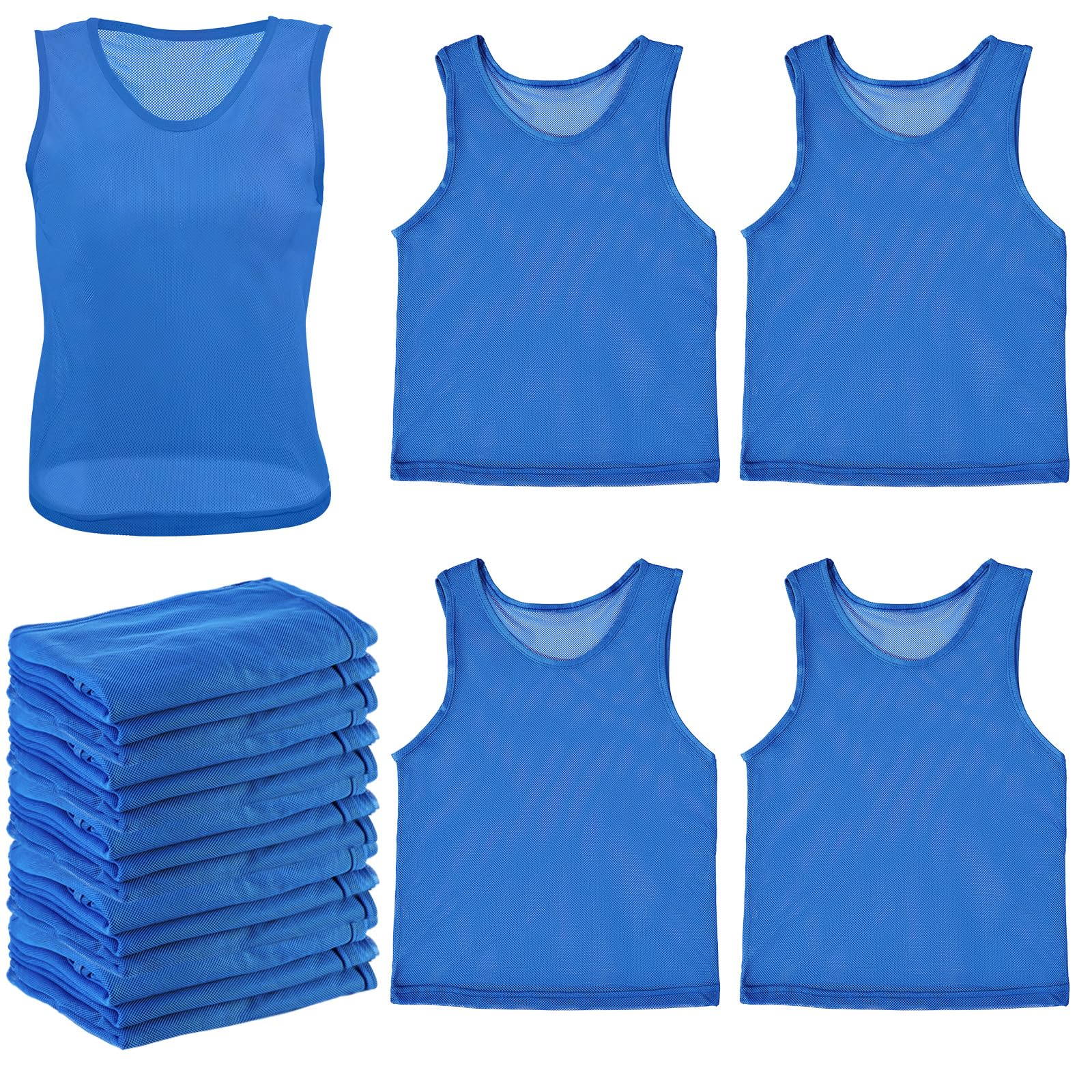 Newcotte 24 Pcs Pinnies Jerseys Team Practice Vests Nylon Mesh Scrimmage for Basketball Soccer Sports