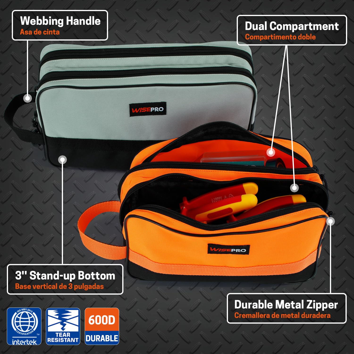 WISEPRO Tool Pouch Set, Multipurpose Zipper Tool Pouch with Dual Compartment - Image 3