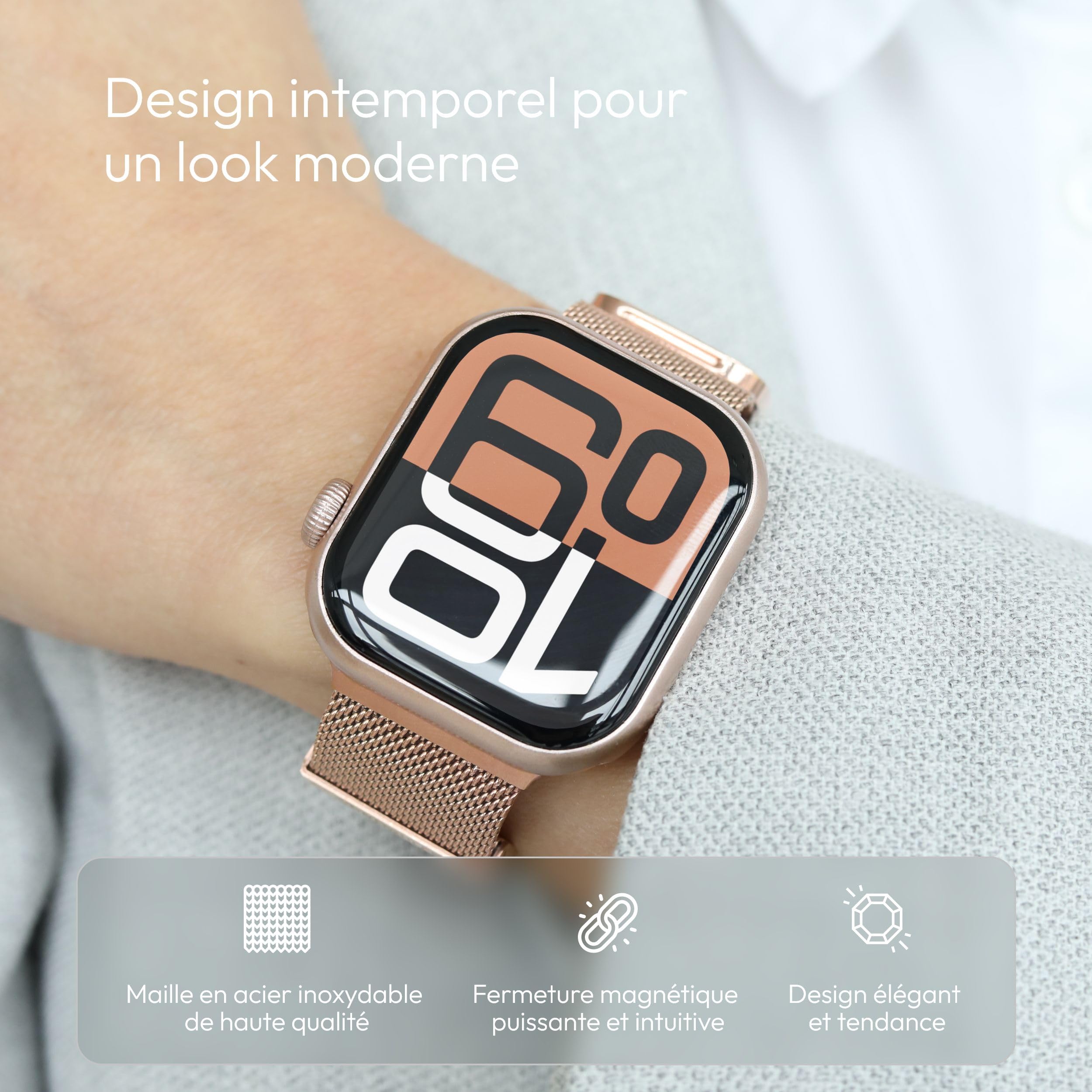VONMÄHLEN Milanese Loop 2 - Bracelet élégant en acier inoxydable avec fermeture magnétique - Réglable de qualité supérieure - Compatible avec Apple Watch