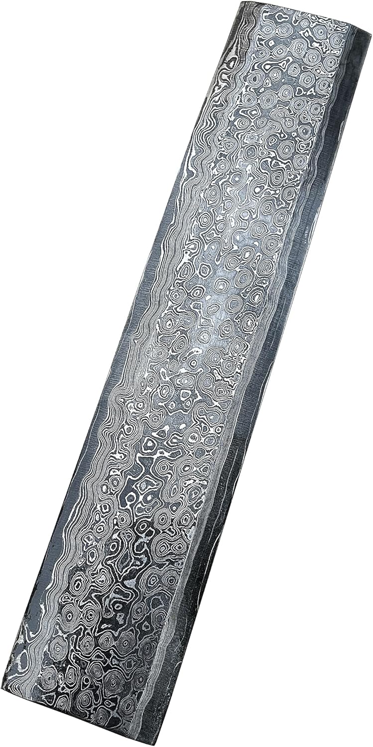 San Mai Raindrop Damascus Bar Billet Raindrop San Mai Bar Billet Steel 10"x2"inch Bush Crafts Knife Making Handmade