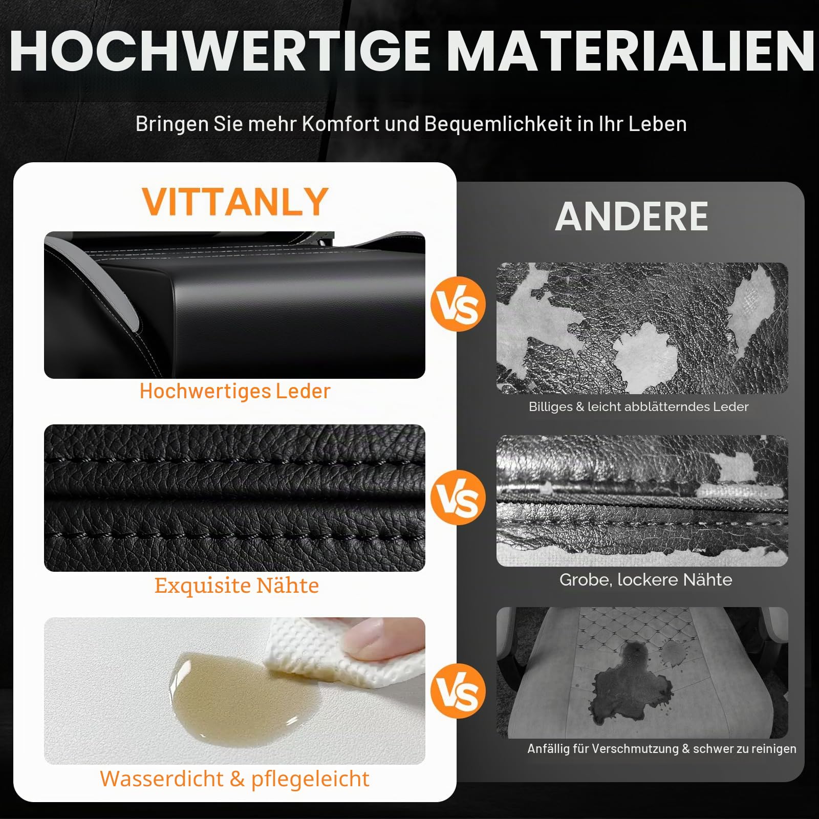 Vittanly Gaming Stuhl, 90-165° Rückenlehne, Tragkraft 150 kg, Grau | Kopfstütze und Lendenkissen, Gaming Chair, Gamer Stuhl, Gaming Sessel, Bürostuh, Schreibtischstuhl