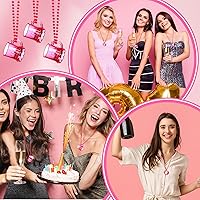 Vista 6 de 20 vasos de chupito de San Valentín en collar de cuentas, vasos de chupito de plástico reutilizables de 1 onza con asa para adultos, adolescentes