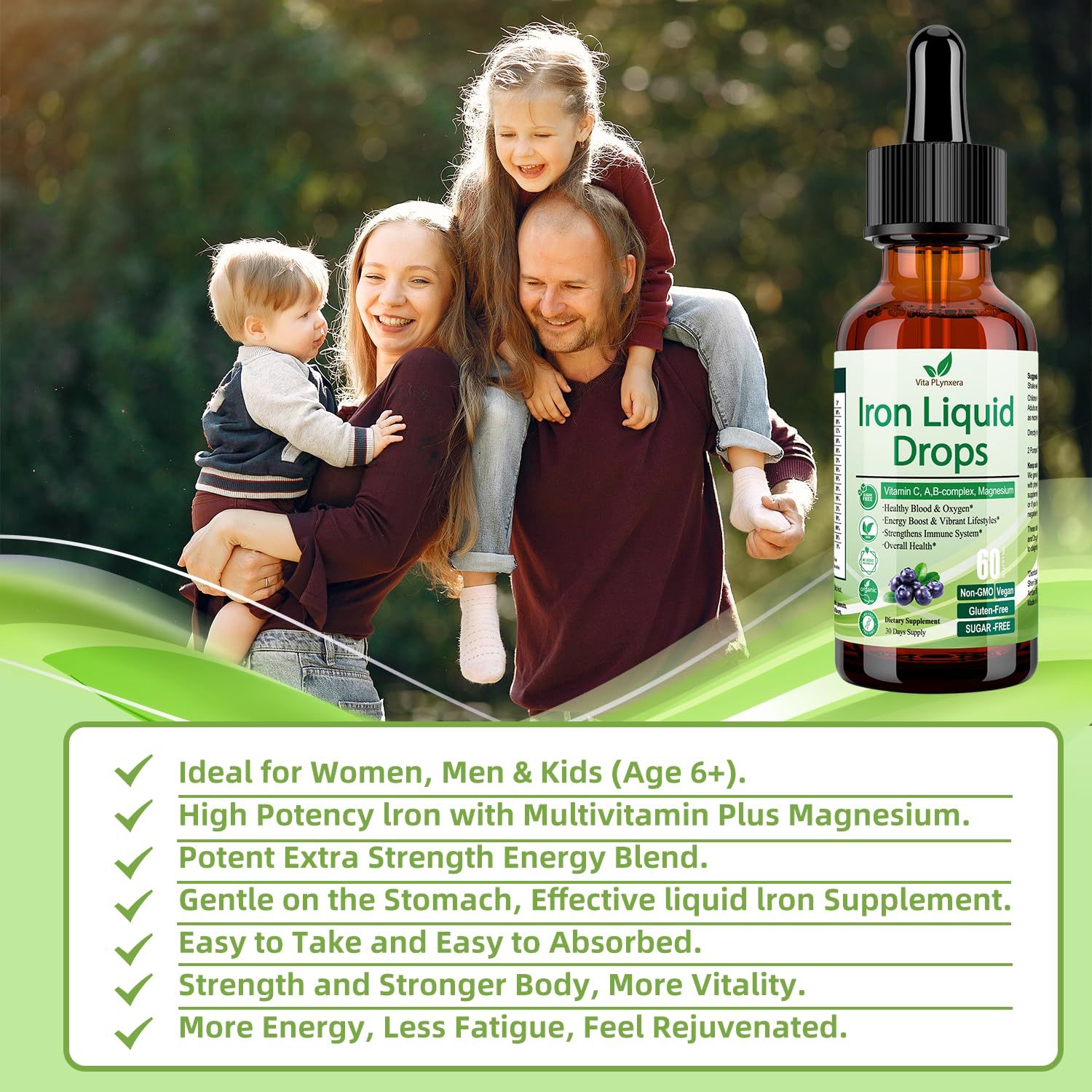 Liquid Iron Supplement for Women Men & Kids, Vegan Iron Drops with Vitamin C D, B12, B-Complex, High Potency Liquid with Multivitamin for Anemia, Energy Support, Blood, Magnesium Gentle — Amazon image 5