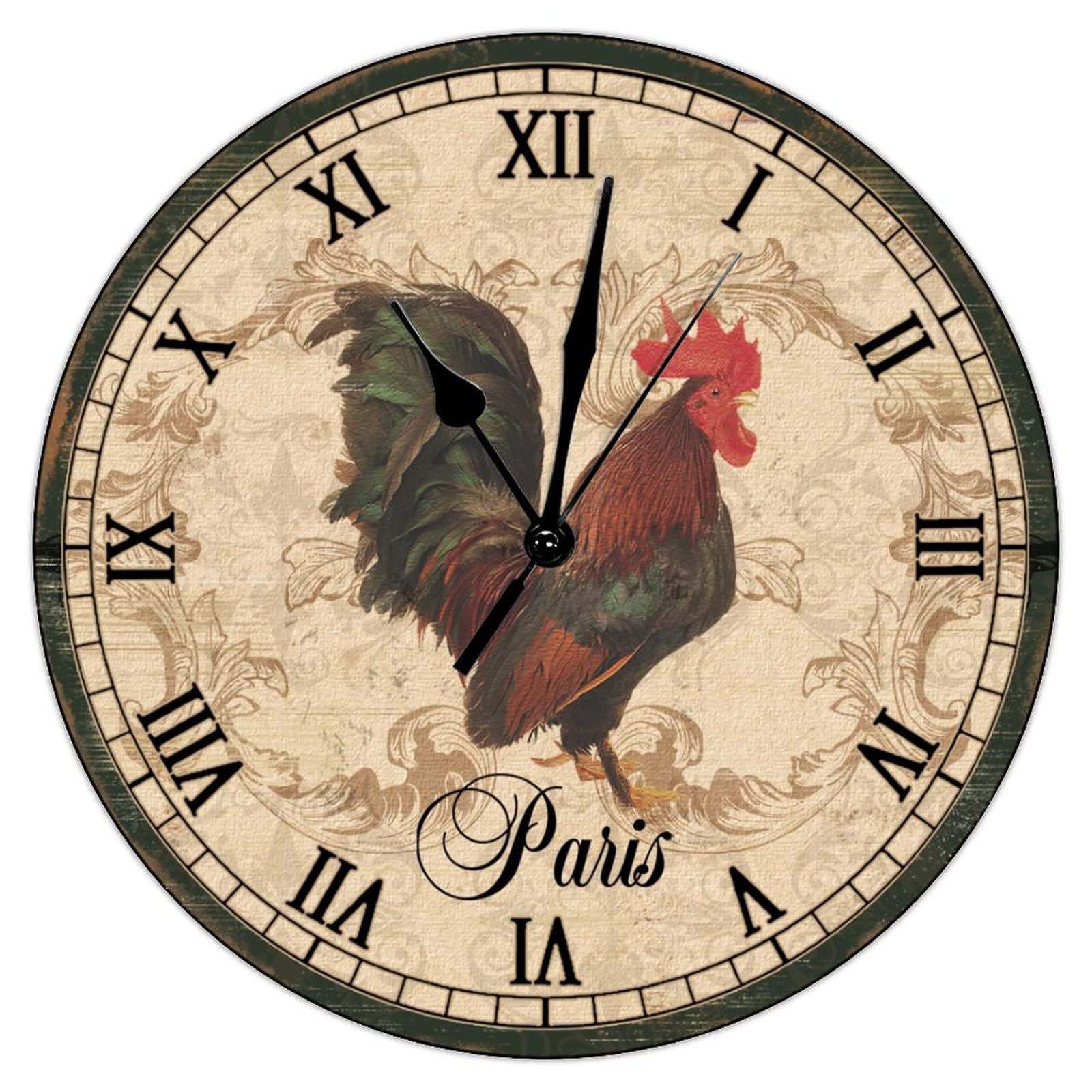 Cadeau fermier : horloge murale coq français 38 cm style campagnard toscane