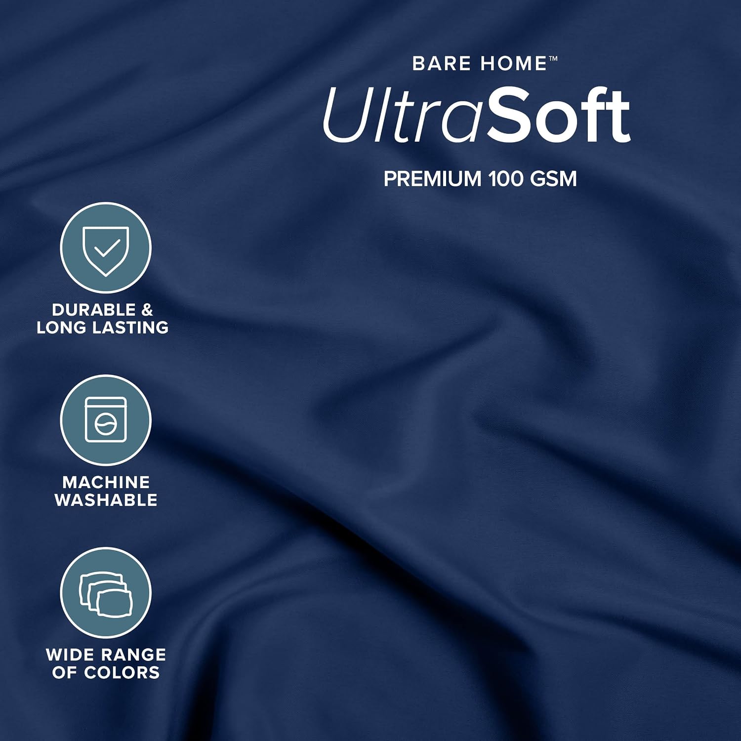 Bare Home Fitted Bottom Sheet Split Head Flex King Size - Premium 1800 Ultra-Soft - Hotel Luxury - Deep Pocket - Durable and Long Lasting (Split Head Flex King, Dark Blue)