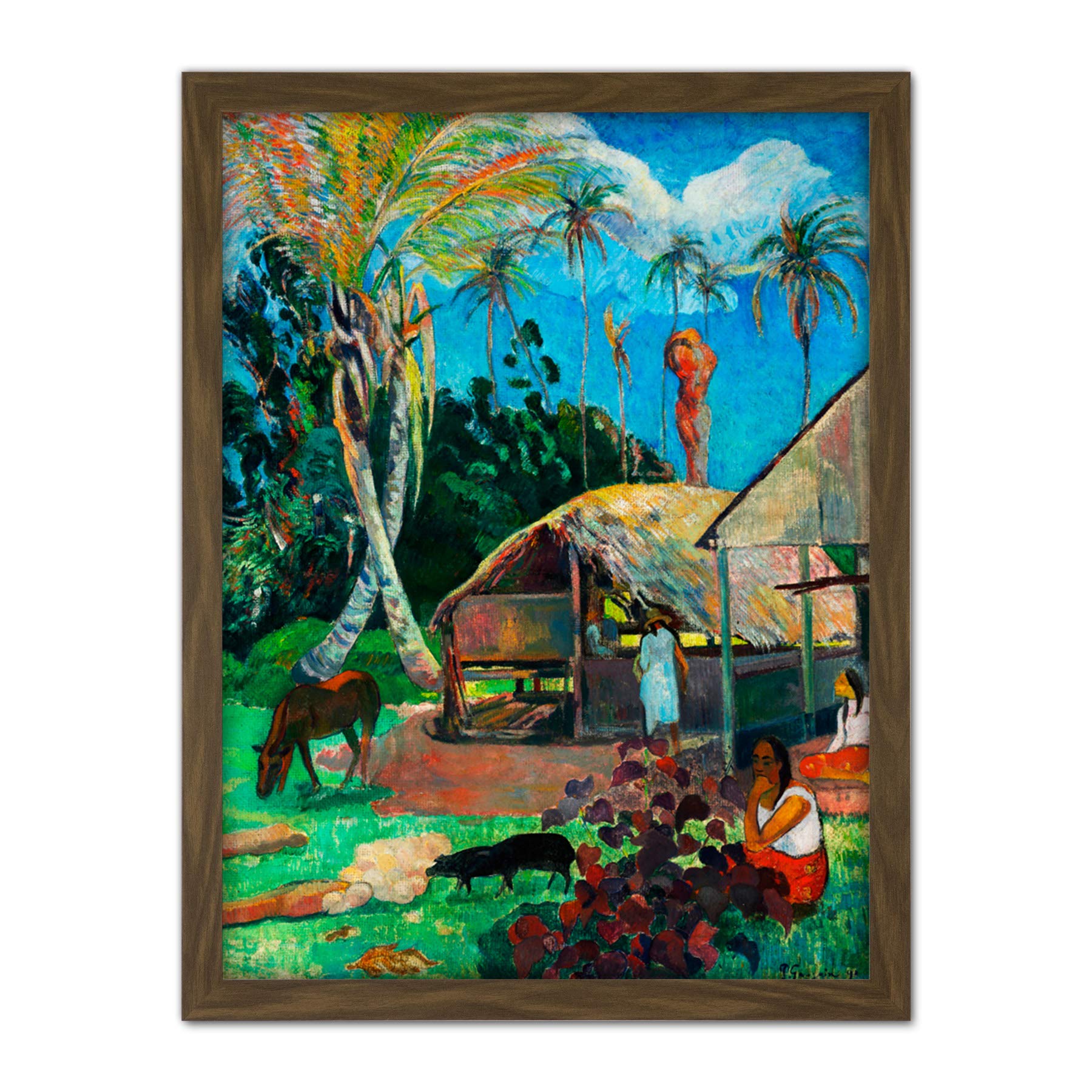 Wall Art Print - Paul Gauguin The Black Pigs - Large Framed Décor - W18 inch x H24 inch