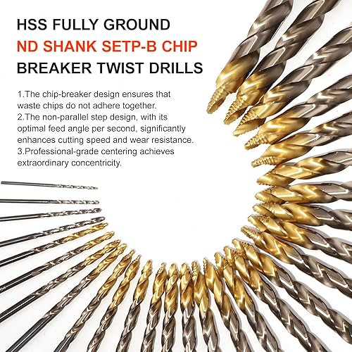 Miniatura 10 de Comoware - Juego de brocas espirales de cobalto