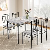 Vista 13 de Juego de mesa de comedor para 4, mesa de cocina y sillas de 5 piezas, juego de mesa de comedor rectangular con 4 sillas, juego de mesa de cocina que