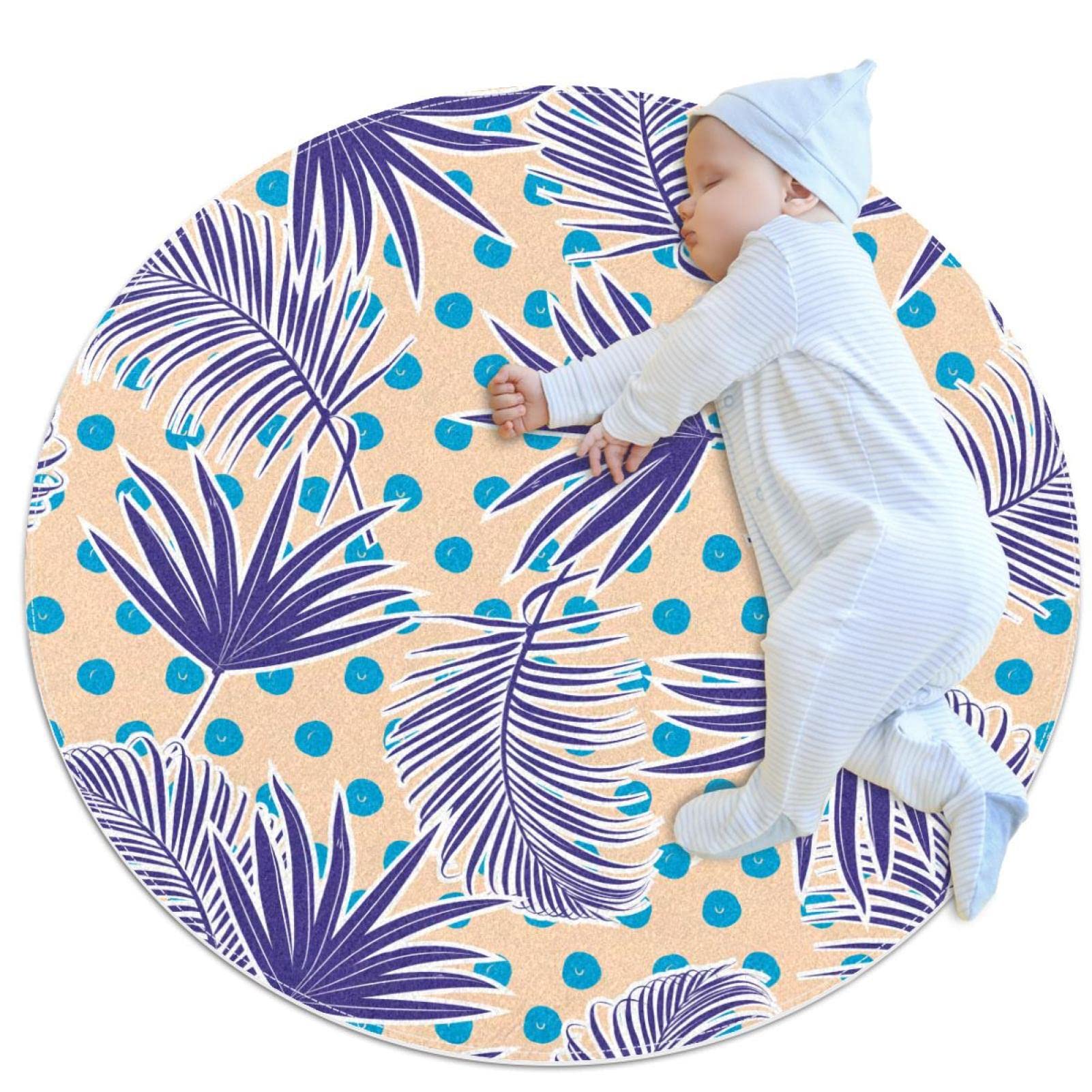Tapis de jeu pour enfants rond motif animaux 80x80cm