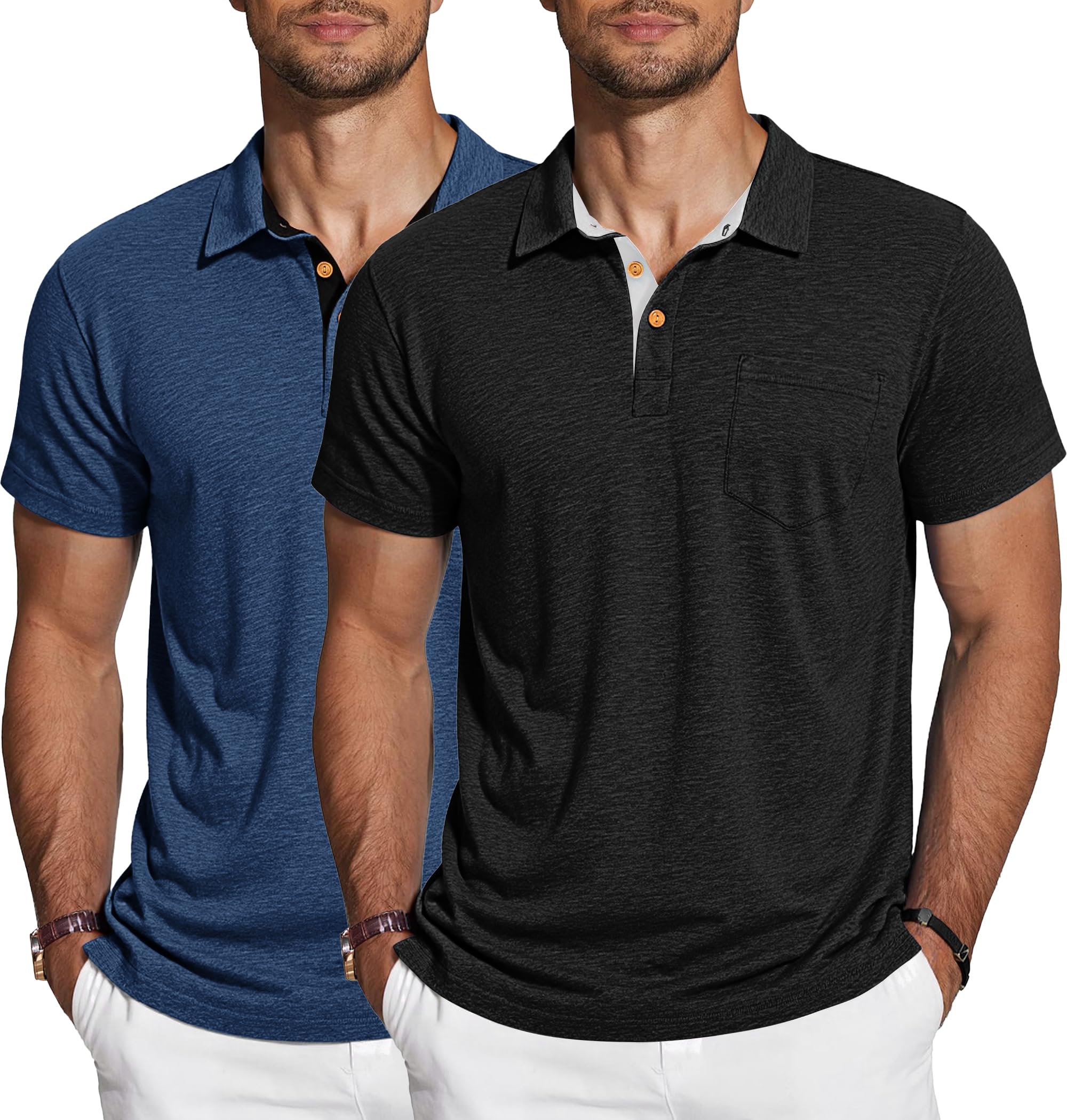 TARAINYA Poloshirt Herren Baumwolle Kurzarm Polo Shirts Männer Sommer mit Brusttasche M-4XL