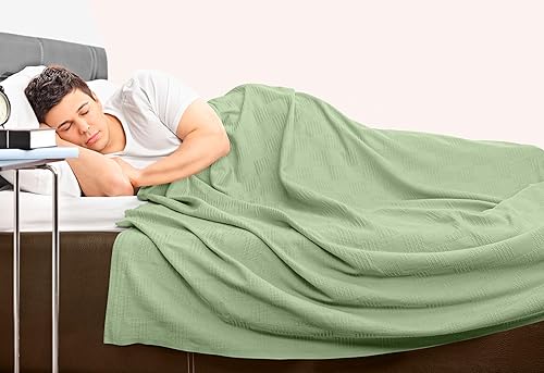 Miniatura 8 de Utopia Bedding Sage Green 100% Cotton Blanket [Twin Size - 90x72 Inch] 350GSM Lightweight, Soft and Breathable Thermal Blanket for All Seasons Verde