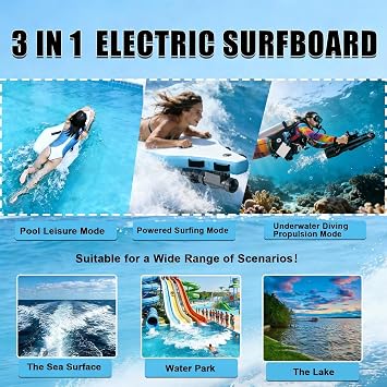 Electric Hydrofoil Surfboard Alternative with 500W Motor, Dual-Mode Operation, Inflatable Design, Saltwater-Resistant for Beginners and Experts