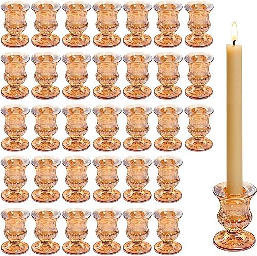 48 portavelas de vidrio transparente a granel, soportes pequeños de 2.5 pulgadas, elegantes centros de mesa para bodas, Navidad, día de San