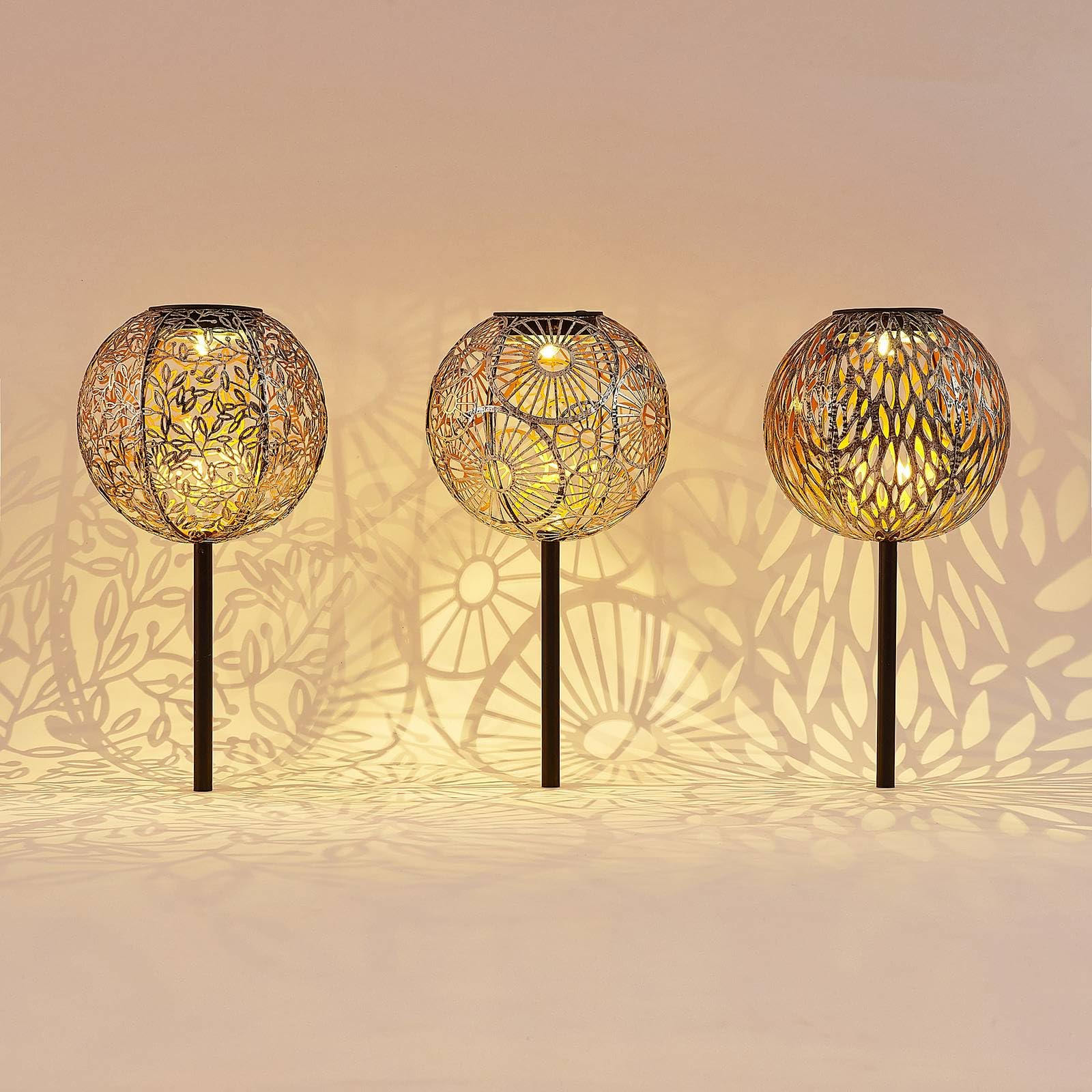 Lindby 3er Set LED Solarleuchte Vilani (spritzwassergeschützt in Alu aus Metall (3 flammig,) - Dekorationsleuchte Solarlampe