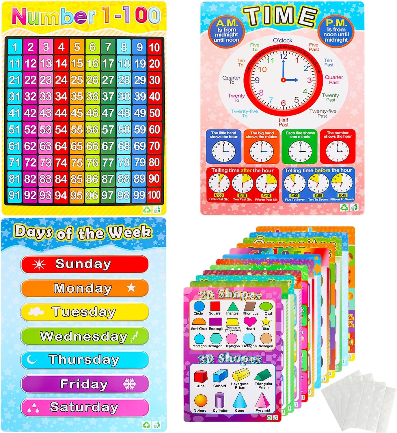 Grandisk 15 Pack Alphabet Poster Educational Poster Laminated Wall Chart For Students Learning Art Preschool Alphabet