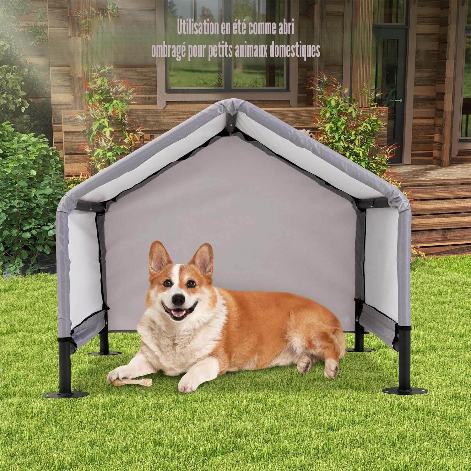 A.FATI Niche d'extérieur pour chiens de petite à moyenne taille, 75 x 65 x 65 cm, imperméable, avec paroi arrière, protection solaire, avec toit, pour petits animaux, poules, chats, chiots, couleur