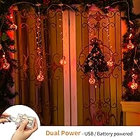 Vista 2 de YOLIGHT Wishing - Tira de luces de bola de 200 luces LED para cortina de ventana con control remoto, funciona con pilas USB, luces de hadas de globo
