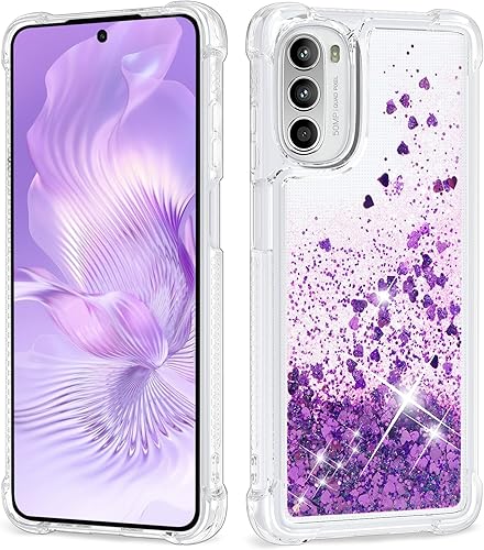 ANSHOW Funda para Moto G 5G 2022, parachoques a prueba de golpes con purpurina líquida, funda de TPU transparente de arena movediza líquida, funda
