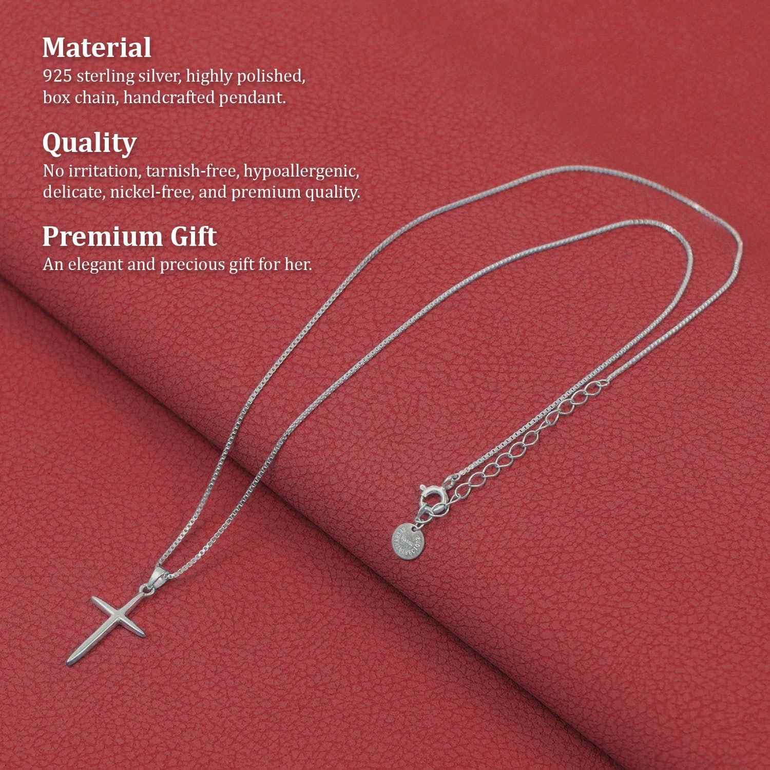 ELEGANT & PRECIOUS STRANDS Sterling Silver Cross Necklace For Women, Cross Pendant Easy to Wear – Classic Silver Cross Necklaces for Women Simple Trendy Every Day Jewelry - Image 3