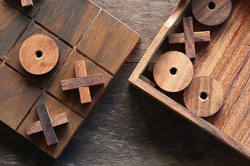 Miniatura 6 de Juego de madera Tic Tac Toe XOXO de madera, regalo único tradicional para niños, divertido juego de mesa clásico familiar con Xs y Os Brain Teaser