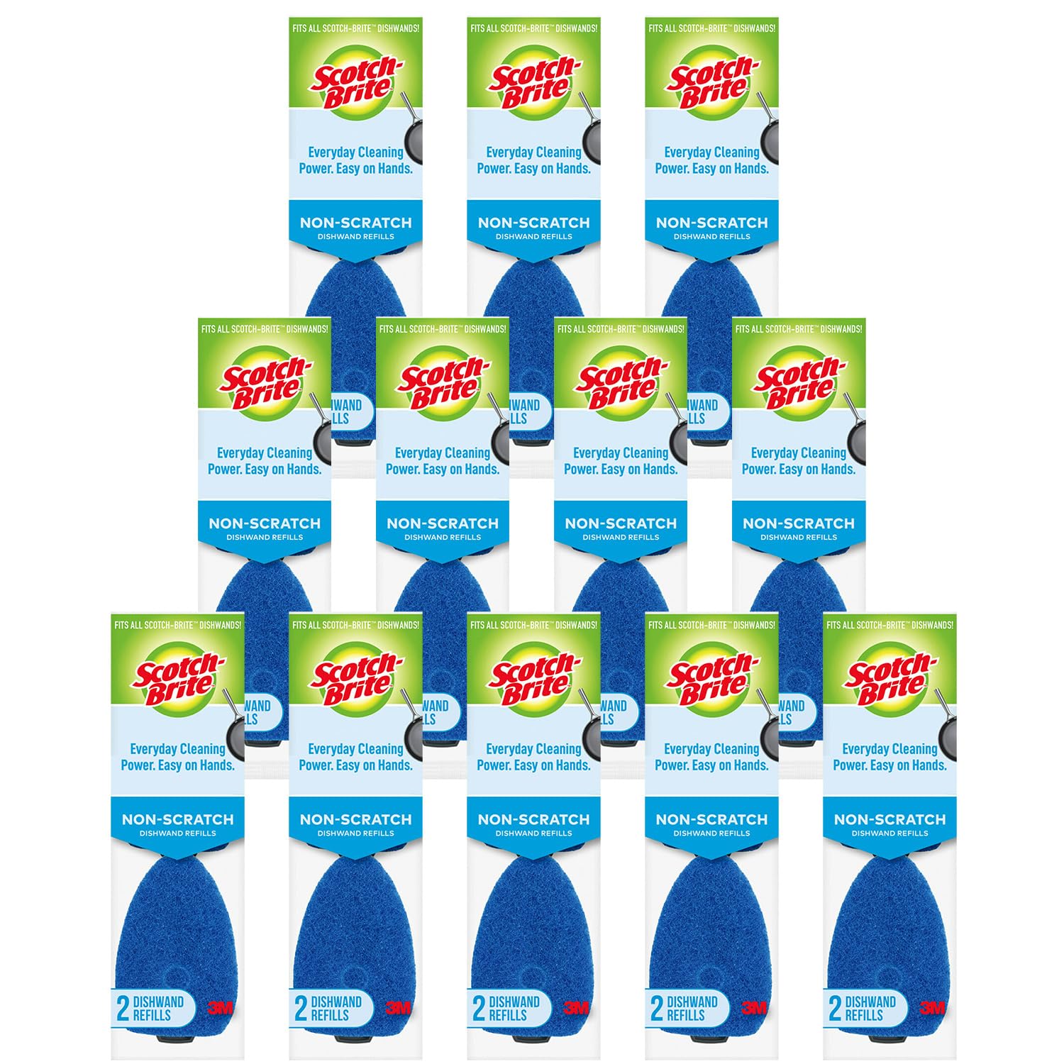 Scotch-Brite Non-Scratch Dishwand Refills for Nonstick, Dish Wand Sponge Heads- Glass, Pots, Pans, Tubs, Showers (24 Refill Pads)