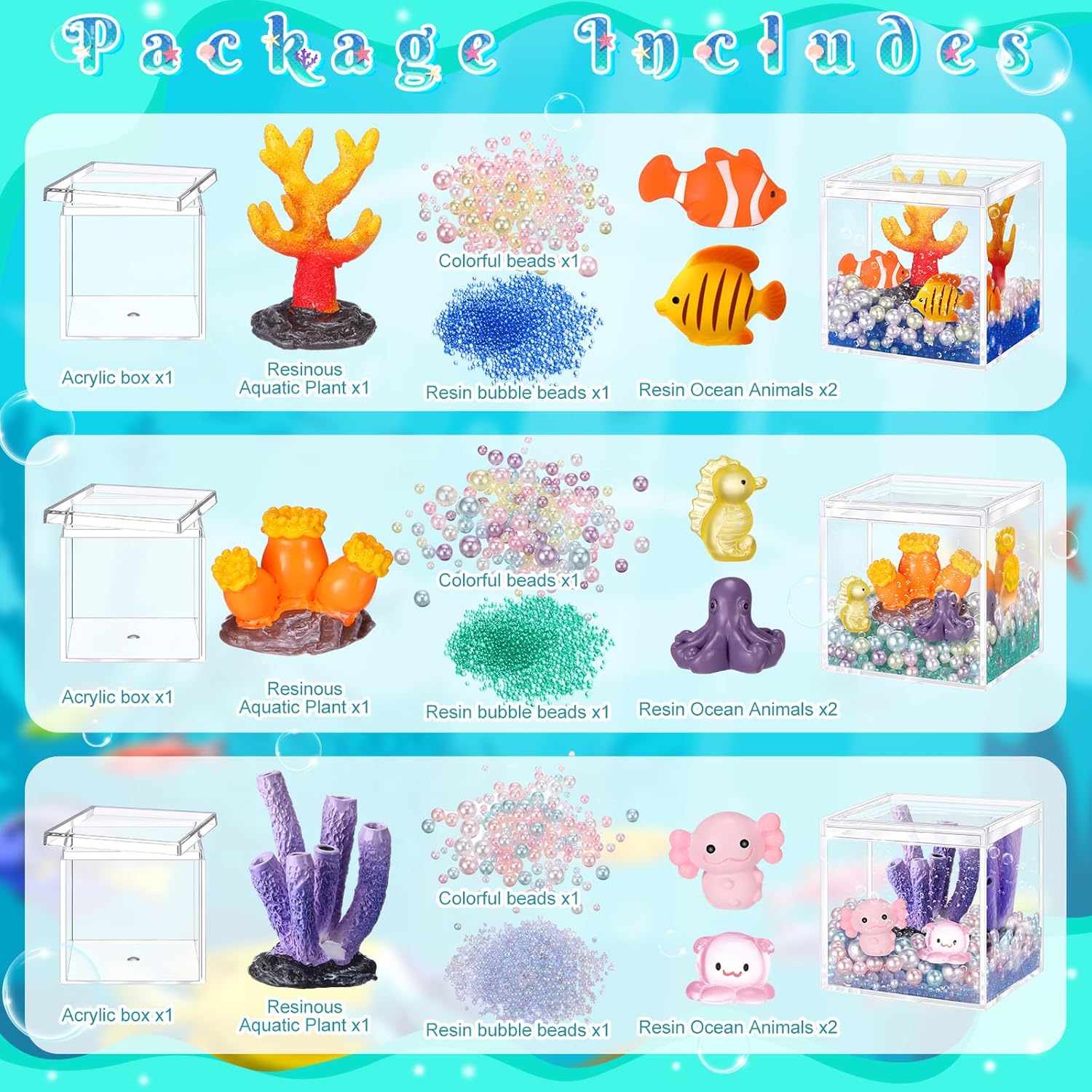 Foilswirl 6 Set Under the Sea DIY Tank Under the Sea Party Favors Charms Ocean Fishing Shark Goodie Bags Turtle Party Favors Summer Crafts
