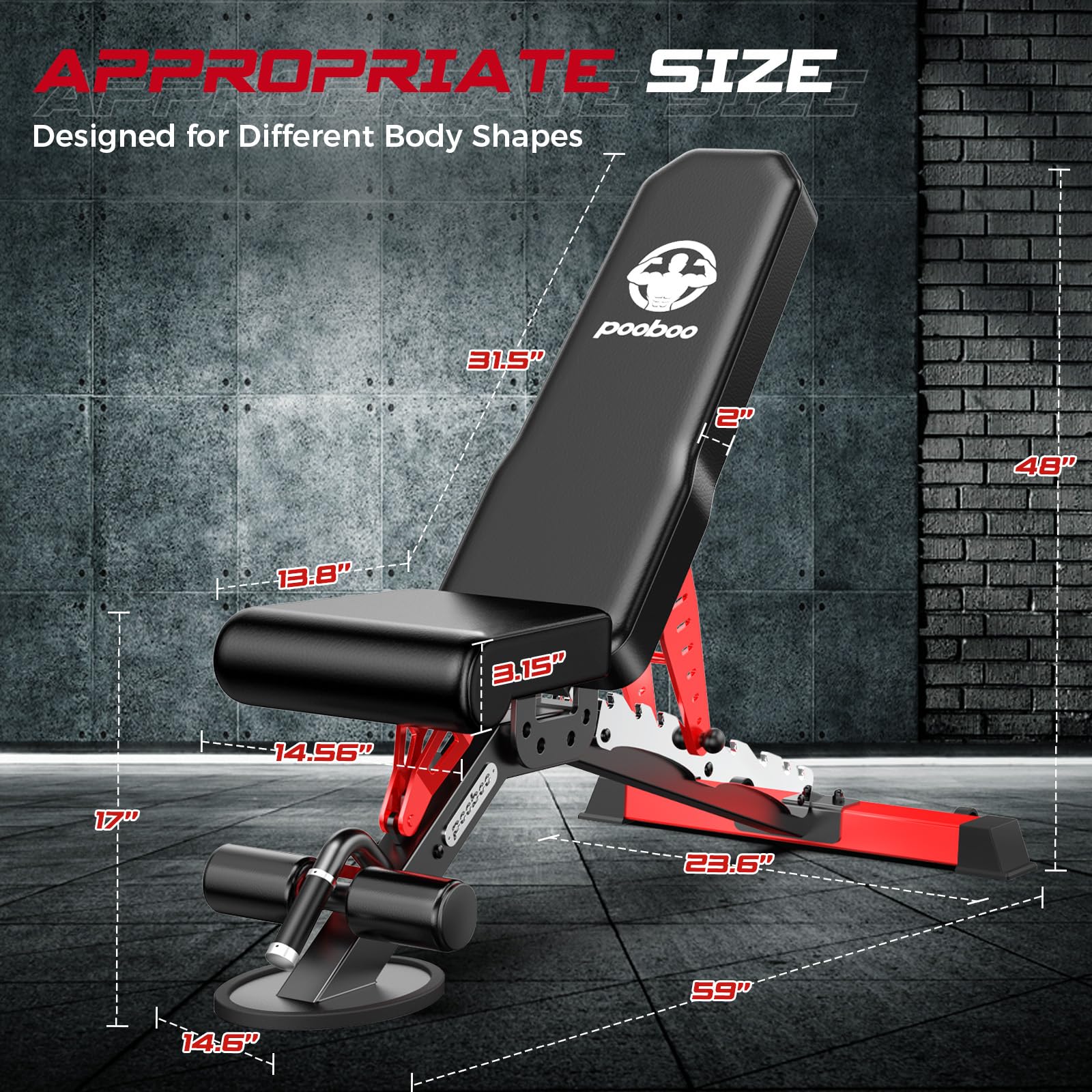 Weight Bench, Heavy Duty Bench and 8 Adjustable Positions Workout Bench Press for Home Gym Strength Training