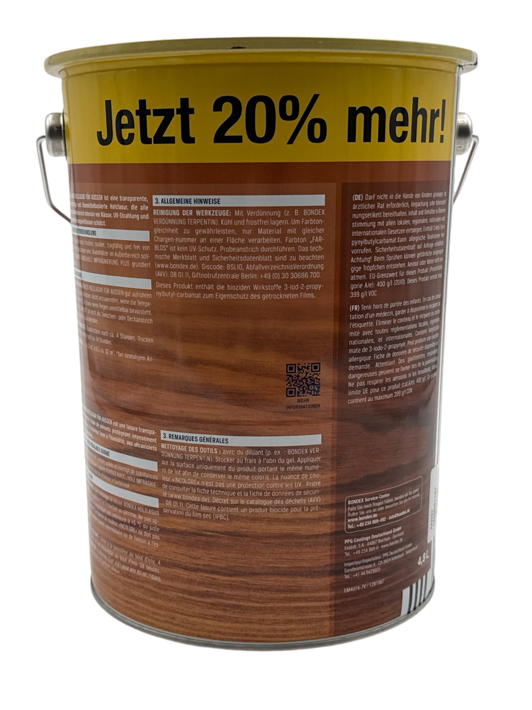 zbs24 Bondex Holzlasur für außen oregon pinie 4,8 Liter, inkl. 3-teiliges Pinselset, hohe Witterungsbeständigkeit, Intensivschutz vor Nässe