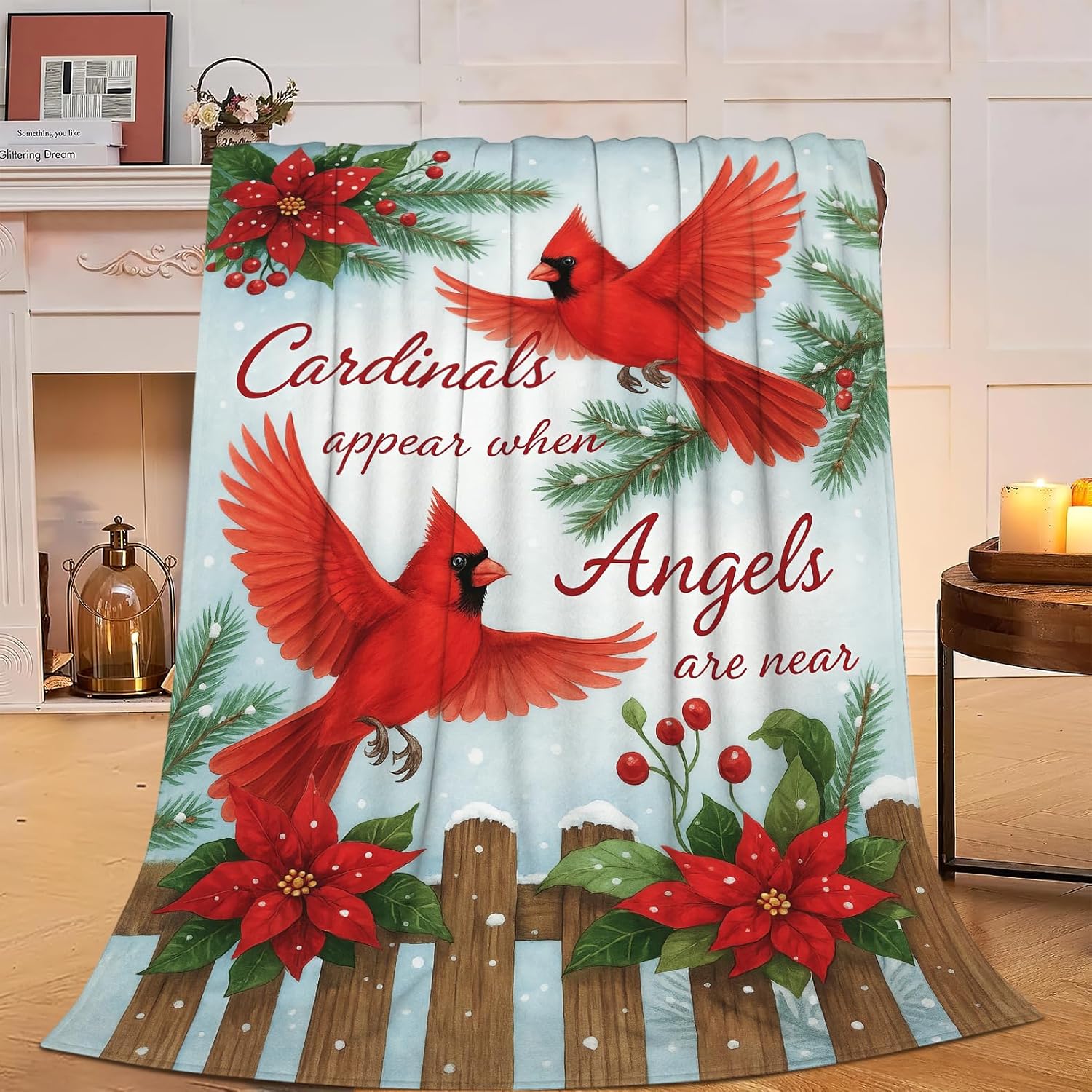 Cardinal Blanket Red Bird Throw Blanket Cardinal Soft Cozy Fleece Fuzzy Stuff Plush Flannel Gifts for Girls Women Boys Kids Adults 40''x50''