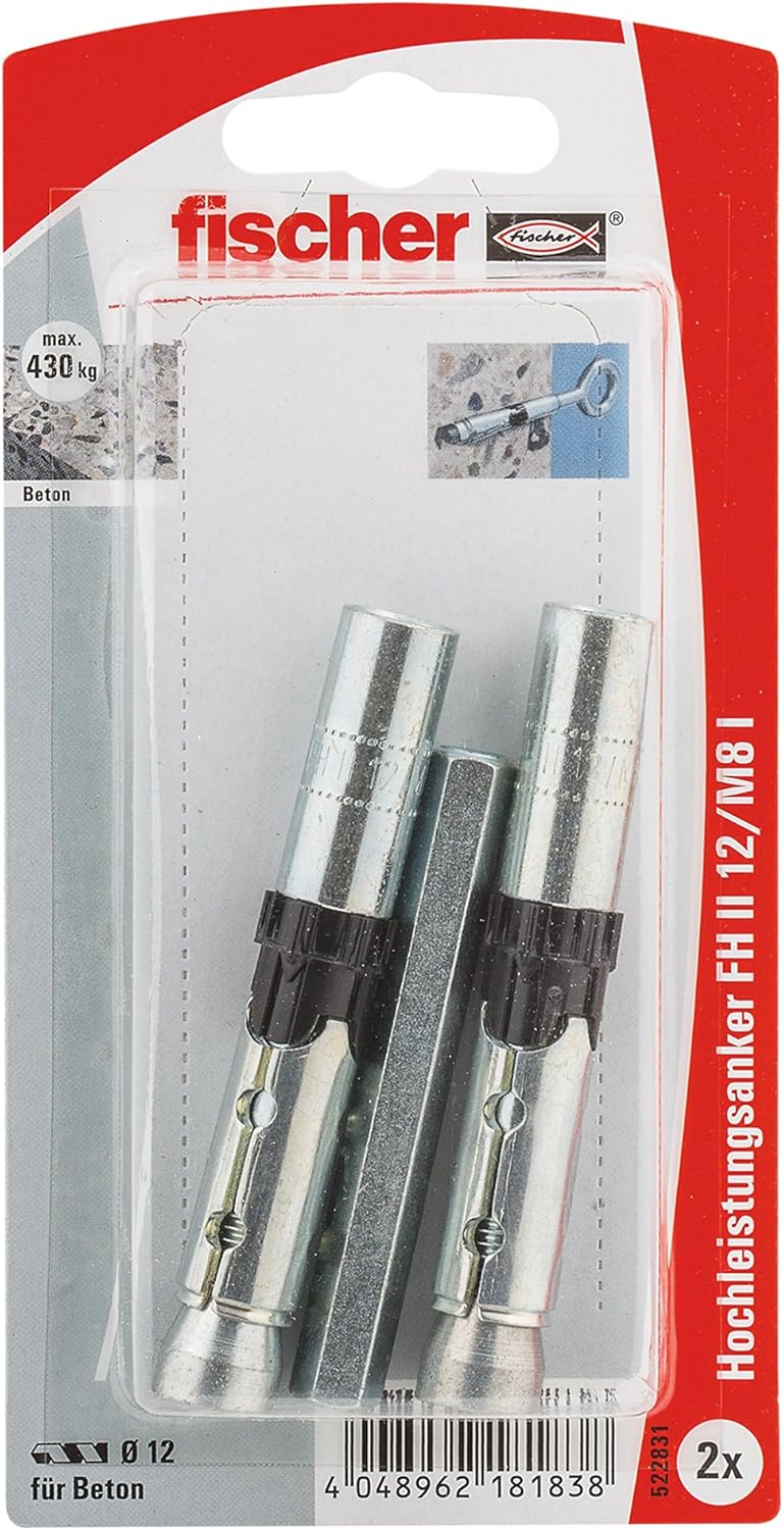 Fischer 522831 FH II-I 12/M8 High Performance Anchor - Multi-Colour (2-Piece)