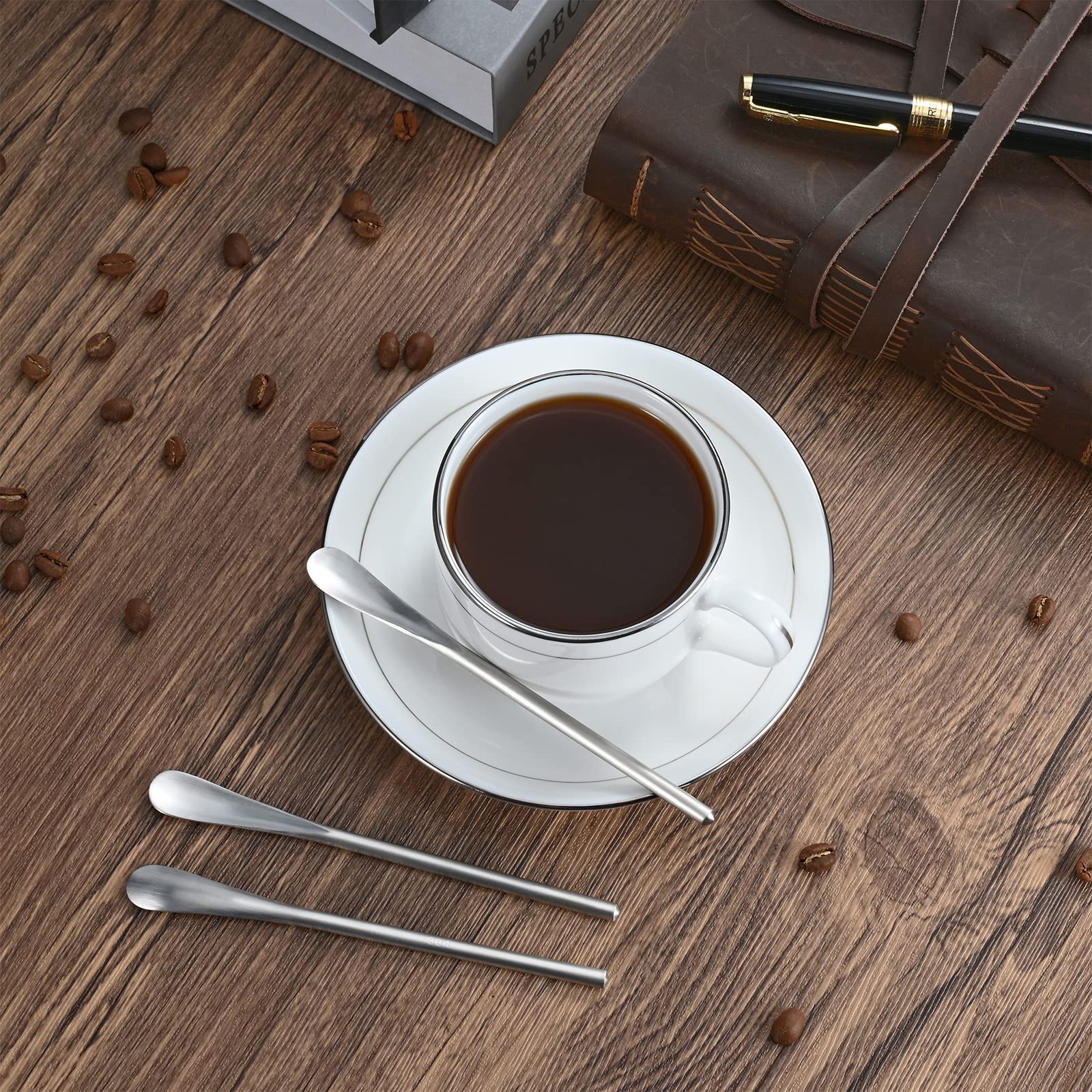 4er-Set Edelstahl Rührlöffel (15,8 Cm) – V-Form, Spülmaschinenfest, Für Kaffee, Cocktails & Getränke