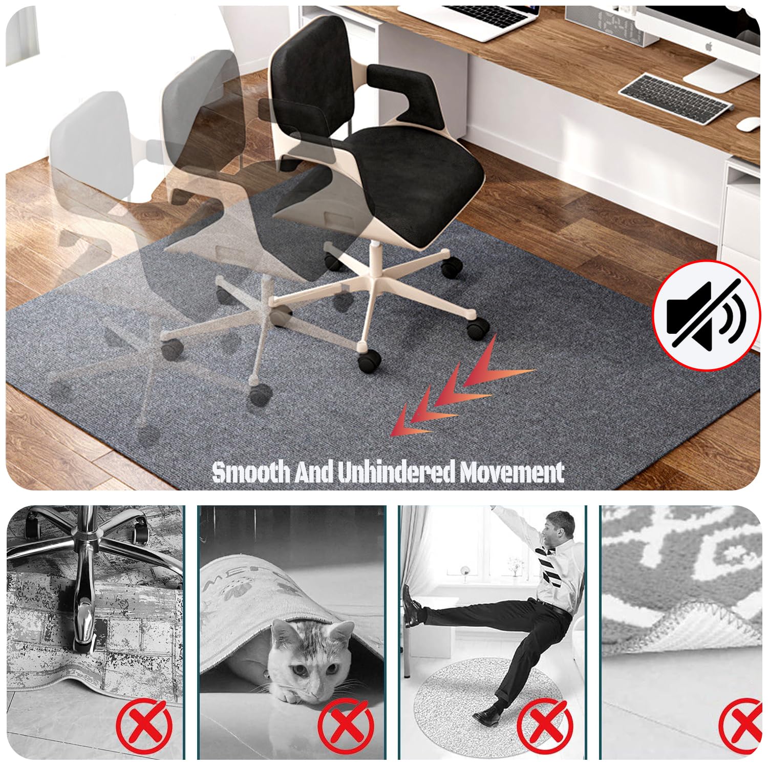 Bodenschutzmatte Bürostuhl, Schreibtischstuhlmatte für Hartholzböden, Bürostuhl-Unterlage, Teppich Unterlage-Kratzfest,Anti-Silp, Mehrzweck-Stuhlteppich für zu Hause,Beigebraun,120x160cm